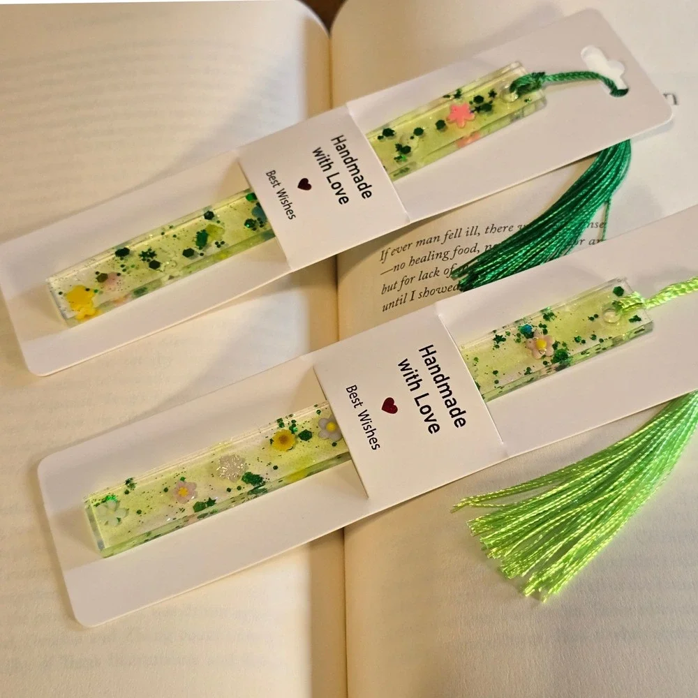 Set of 5 Handmade Resin Floral Bookmarks Cottagecore Fairycore Botanical Gift